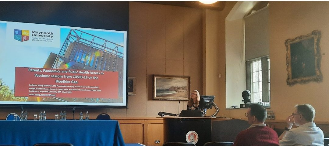 Prof. Aisling McMahon speaks about patents and public health vaccines access at public policy conference organised by the Economics Department, Maynooth University